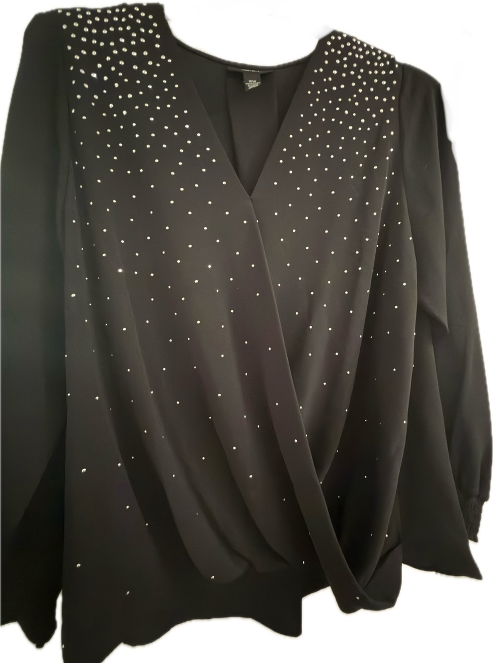 Alfani Black Embellished Surplice Blouse